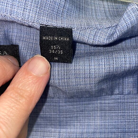John Varvatos Mens Regular Fit Blue Plaid Button Down Shirt Sz Medium 15.5 - Picture 5 of 5